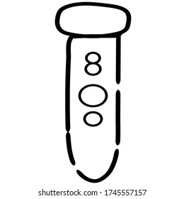 Tubo de ensayo lineal simple sobre fondo blanco. Ilustración para logotipo, icono, pictograma, signo.