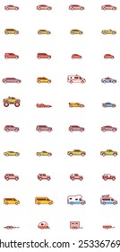 Simple linear Vector icon set representing different types of cars, vans