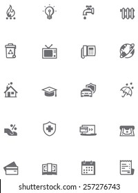Simple linear Vector icon set representing paying domestic bills