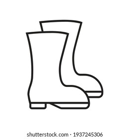 simple linear vector image drawing abstract logo icon rubber boots legs isolated black on white background