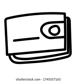Simple linear wallet on a white background. Vector sign of finance. For icons, logo, banner, design.