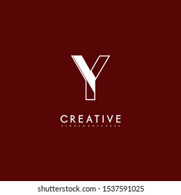 simple linear Y logotype isolated on ruby red background design concept. vector illustration