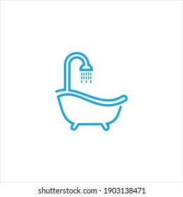 simple lineart bathtub logo design