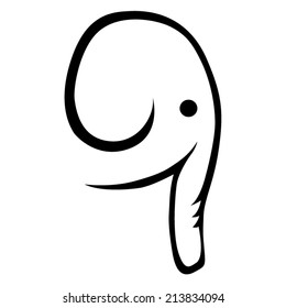 Simple Lineart Elephant Head