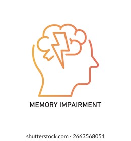 Simple Lineart Head with Brain and Lightning Bolt Concept Icon