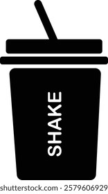 A simple line-art illustration of shake glass with dome lids, one featuring a straw. Perfect for representing milkshakes, smoothies, or cold beverages