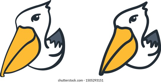 Simple line-art pelican icon, could be used for everything you want, from object print to web.