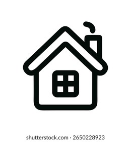 Simple Lineart Residence with Chimney Icon Symbol for Web and App