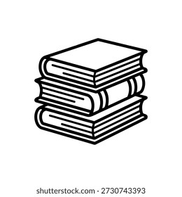 Simple Lineart Stack of Book Education Material Learning Icon Graphic