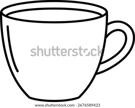 Simple Lineart Tea Cup Drawing Silhouette Icon For Cafe Menu