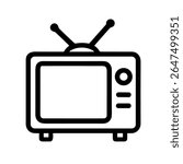 Simple Lineart Television Broadcast Receiver Screen Outline Shape Icon