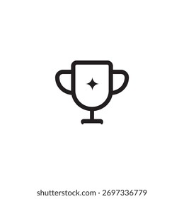 Simple line-art trophy symbol used to signify rewards, rankings, accomplishment, or competition results.