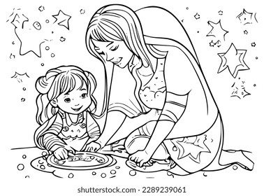 Simple Lineart Vector for Coloring Book with Theme: 