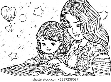 Simple Lineart Vector for Coloring Book with Theme: 