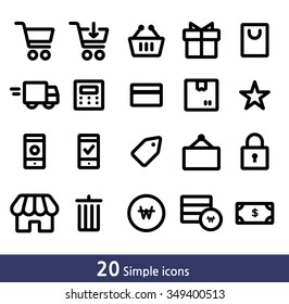 Simple lined icons set - commerce