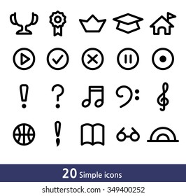 Simple lined icons set - education