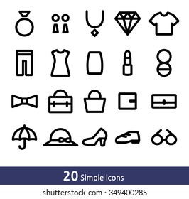 Simple lined icons set - fashion