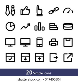 Simple lined icons set - office
