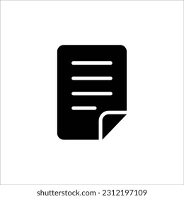 Simple lined paper glyph icon vector illustration isolated on black background. Folded written document paper icon. Document icon illustration. Available for website or graphic design.