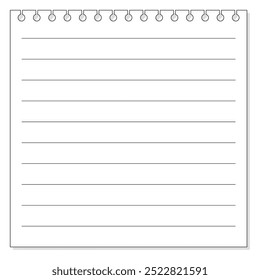 Simple lined spiral notebook square white background