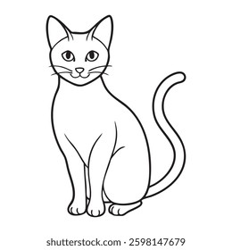 A simple, line-drawing illustration of a seated cat.