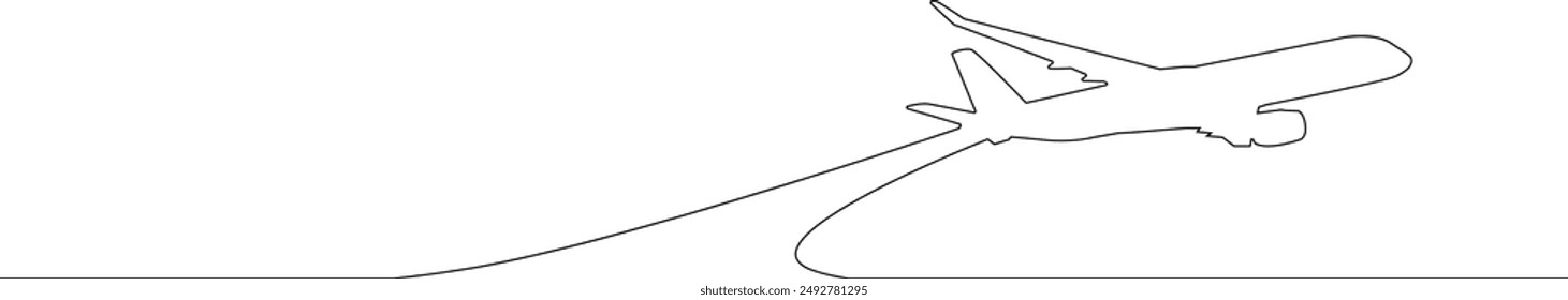 Simple Line-drawn Airplane Outline Sketch Illustration Vector