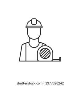 Simple liner Builder line icon, build and repair, construction worker sign