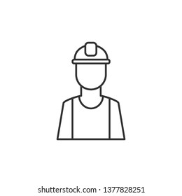 Simple liner Builder line icon, build and repair, construction worker sign