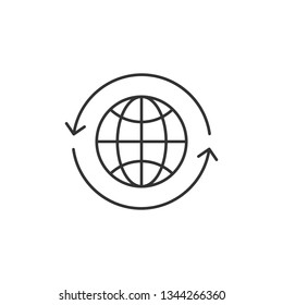 Simple liner Clean the world of pollution and garbage: concept of planet earth and mop cleaning it