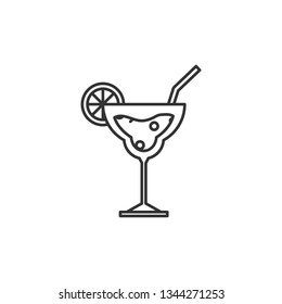 Simple liner Cocktail vector icon, alcohol symbol
