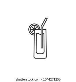 Simple liner Cocktail vector icon, alcohol symbol