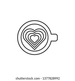 Simple liner Coffee art. Cup of coffee latte art with heard print