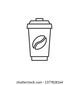 Simple liner Coffee cup icon. Coffee time