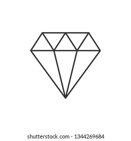 Simple liner Diamond icon. Gemstone symbol