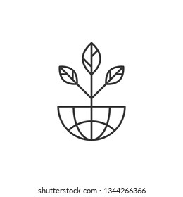Simple liner Ecology icon illustration. Planet symbol