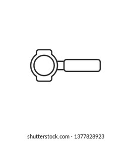 Simple liner Filter holder with ground coffee. Portafilter symbol