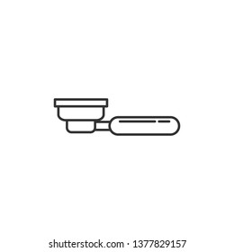 Simple liner Filter holder with ground coffee. Portafilter symbol