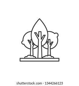 Simple liner Forest design icon. Nature background