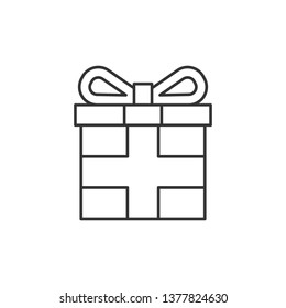Simple liner Gift box with ribbon line icon