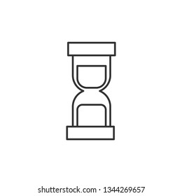 Simple liner Hourglass antique instrument. Hourglass as time passing concept