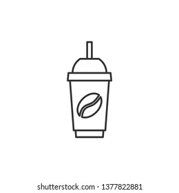 Simple liner Ice coffee vector illustration. Cold brew