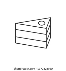 Simple liner Icon of cake. Graphic piece of birthday cake