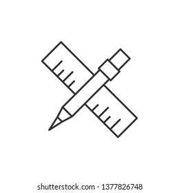 Simple liner Line icon- Pencil and ruler