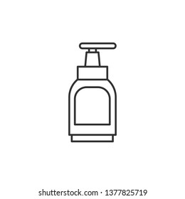 Simple liner Liquid cream soap line icon. Cosmetic symbol