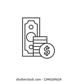 Simple liner Money saving and money bag icon design