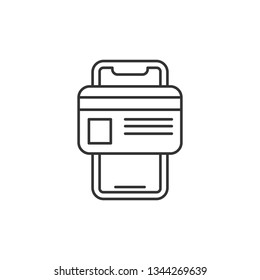 Simple liner Online mobile payment concept with credit card icon