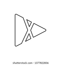 Simple liner Play market icon. Play sign