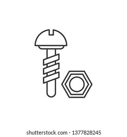 Simple liner Screw and nut super icon. Screw symbol.