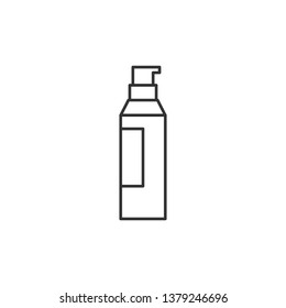 Simple liner Shower Gel, Liquid Soap, Lotion, Cream, Shampoo, Bath Foam. Vector icon.