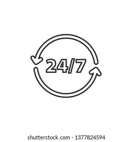 Simple liner Twenty four hour icon. Time symbol
